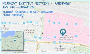 KLINIKA KARDIOCHIRURGII - WOJSKOWY INSTYTUT MEDYCZNY - PAŃSTWOWY INSTYTUT BADAWCZY - SZASERÓW 128,  WARSZAWA PRAGA-POŁUDNIE