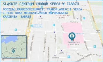 ODDZIAŁ KARDIOCHIRURGII, TRANSPLANTACJI SERCA I PŁUC ORAZ MECHANICZNEGO WSPOMAGANIA KRĄŻENIA - ŚLĄSKIE CENTRUM CHORÓB SERCA W ZABRZU - UL. MARII CURIE-SKŁODOWSKIEJ 9,  ZABRZE