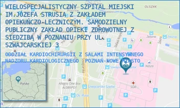 ODDZIAŁ KARDIOCHIRURGII Z SALAMI INTENSYWNEGO NADZORU KARDIOLOGICZNEGO - WIELOSPECJALISTYCZNY SZPITAL MIEJSKI IM.JÓZEFA STRUSIA Z ZAKŁADEM OPIEKUŃCZO-LECZNICZYM. SAMODZIELNY PUBLICZNY ZAKŁAD OPIEKI ZDROWOTNEJ Z SIEDZIBĄ W POZNANIU PRZY UL. SZWAJCARSKIEJ 3 - SZWAJCARSKA 3,  POZNAŃ-NOWE MIASTO