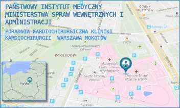 PORADNIA KARDIOCHIRURGICZNA KLINIKI KARDIOCHIRURGII - PAŃSTWOWY INSTYTUT MEDYCZNY MINISTERSTWA SPRAW WEWNĘTRZNYCH I ADMINISTRACJI - WOŁOSKA 137,  WARSZAWA MOKOTÓW
